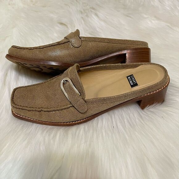 Stuart Weitzman tan leather backless loafers, size 7 1/2 - Picture 11 of 12